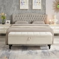 thumbnail image 3 of 59" Bed Bench Ottoman with Storage Beige Fabric, 3 of 6