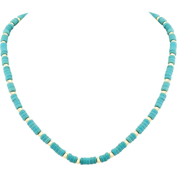 Bohemian Created-Turquoise Beaded Necklace for Women, Minimalist Style Jewelry