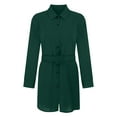 thumbnail image 6 of FRSASU Dresses for Women Clearance Lapel Solid Color Single-Breasted Long Sleeve Belt Dress, 6 of 9