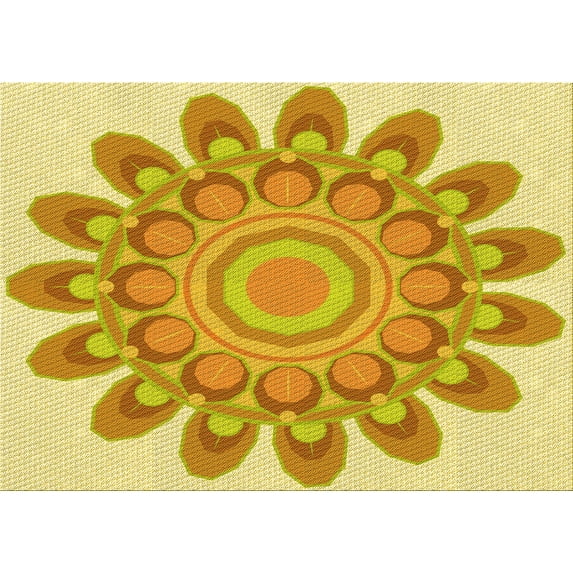 Ahgly Company Machine Washable Indoor Rectangle Transitional Orange Area Rugs, 6' x 9'