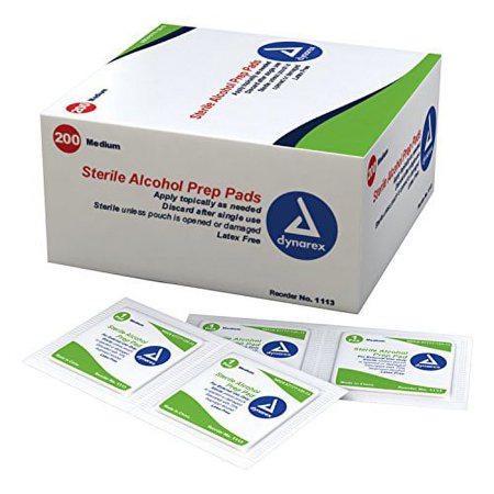 Dynarex 1113c Latex Free Sterile Alcohol Preparation Pad  4.2 Pound Pack of 2000