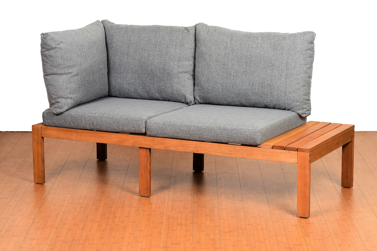 Amazonia Giffo 3 Pieces Teak Patio Conversation Set W/Gray Cushions