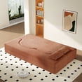 thumbnail image 6 of CQSXDA Modern Convertible Floor Sofa with 2 Pillows in Corduroy Fabric, 15 Inch Twin Size Foam Sleeper Bed No Assembly Required Sofa, Orange, 6 of 13