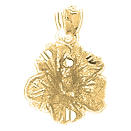 18K Yellow Gold Plumeria Flower Pendant - 18 mm