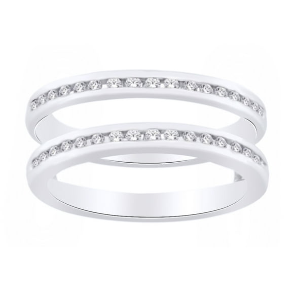 (0.4 Cttw) Round White Diamond Ring Guard Enhancer In 14K Solid White Gold