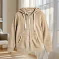 thumbnail image 5 of Cethrio Girls Zip up Sweaters Size 14-16, Casual Hooded Lightweight Long Sleeve Fall Outerwear Khaki, 5 of 5