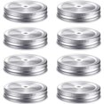 thumbnail image 1 of 8 Pieces Stainless Steel Regular Mouth Mason Canning Jar Lids With Straw Hole Leak Proof, 2.7 Inch (silver), 1 of 5