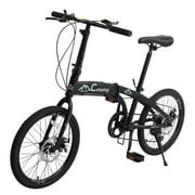 Campingsurvivals Shimano 7 Speed 20" Portable Folding Bike, for Students, Office Workers, Adults, Black