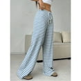 thumbnail image 6 of jinghuiyue Women Wide Leg Pants Striped Elastic Low Waisted Pants Casual Knit Loungewear with Drawstring S, 6 of 6