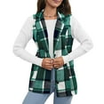 thumbnail image 5 of Fall Spring Women Vest Coat Plaid Printing Turn-down Collar Sleeveless Button Down Warm Mid Length Retro Waistcoat Daily Wear Jacket, 5 of 8
