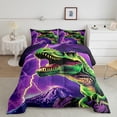 thumbnail image 3 of Dinosaur Comforter Set 3D Jungle Animal Twin Bedding Sets,Green Dino Quilt Volcanic Lightning Duvet Insert,Prehistoric Reptile Dinosaurios Room Decor, 3 of 6