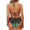 thumbnail image 6 of chaqlin Women's Christmas Themed Halter Triangle Bikini Set Snowy Pine Tree & String Light Print Sexy Two Piece Swimwear for Holiday Beach, 6 of 9