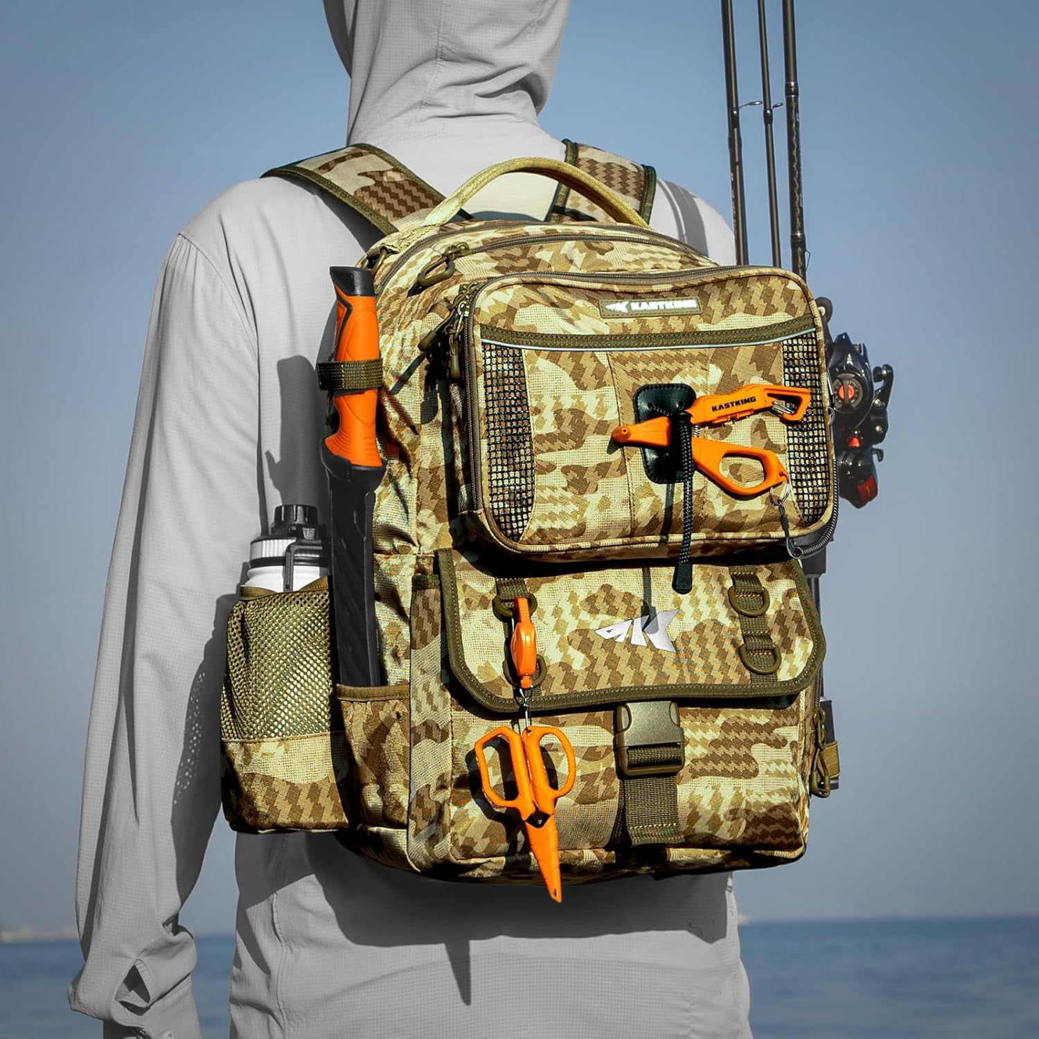 KastKing Fishing Tackle Backpack with Removable Bait Binder Rod Holders Storage Fishing Gear- BaitSpace-50L