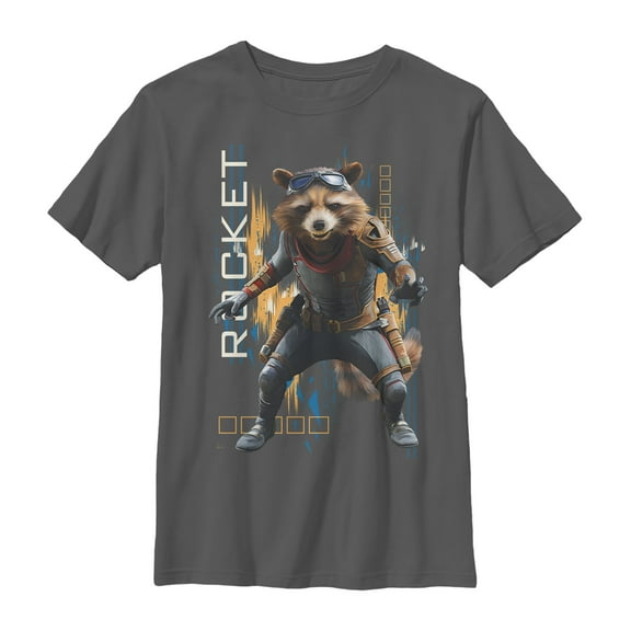 Boy's Marvel Avengers: Endgame Rocket Glitch Graphic Tee Charcoal Small