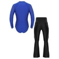 thumbnail image 2 of Linjinx Mens Ballroom Latin Tango Rumba Dance Outfits Long Sleeve Leotard Top Shirs Dancewear with Pants Royal Blue&Black XL, 2 of 7
