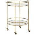 thumbnail image 3 of SAFAVIEH Lavinia Round 2-Tier Modern Bar Cart with Casters, Gold/Mirror, 3 of 5