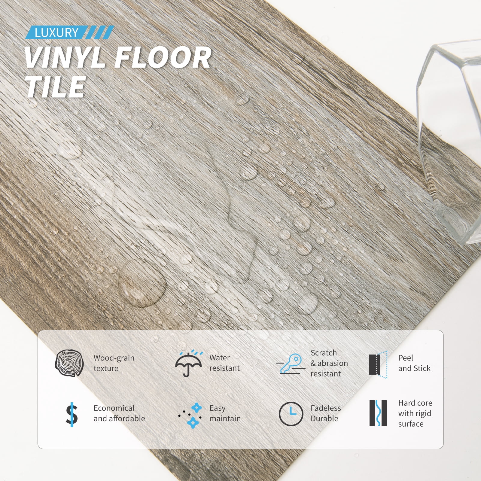 Art3d Self-Adhesive Flooring Peel and Stick Floor Tile Vinyl Wood Plank 36-Pack 54 Sq.Ft-Old Wood