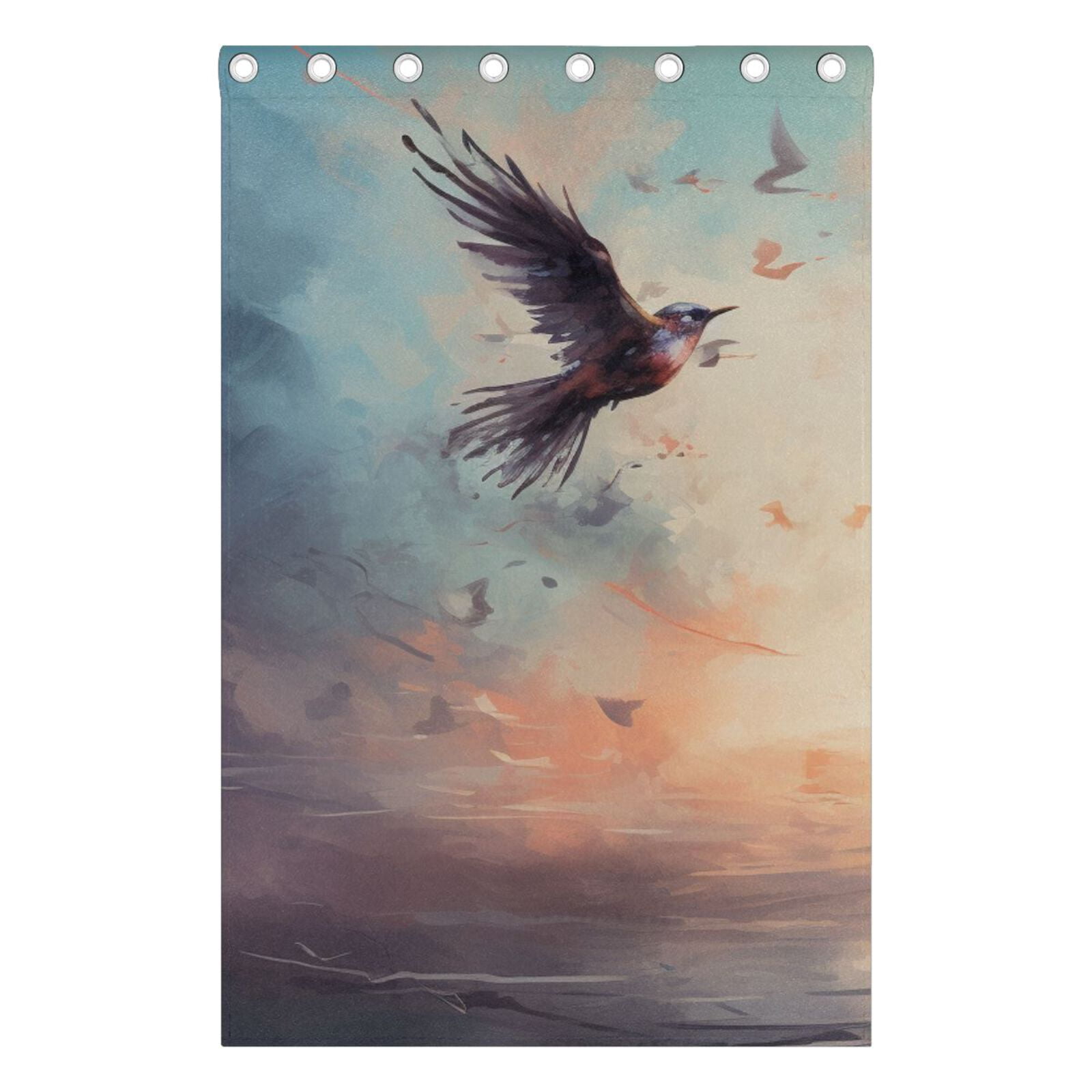 Birds Sky Painting Black Out Curtains 72 Inch Length Curtains for Sliding Glass Doors Bedroom Living Room 2 Pack