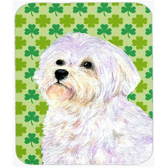 Maltese St. Patricks Day Shamrock Portrait Mouse Pad, Hot Pad Or Trivet