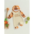 thumbnail image 3 of Wassery Infant Baby Boys and Girls Thanksgiving Jumpsuit Long Sleeve Round Neck Letter Print Hood Sweatshirt Bodysuit 6 12 18 24 Months Newborn Fall Winter Clothes, 3 of 8