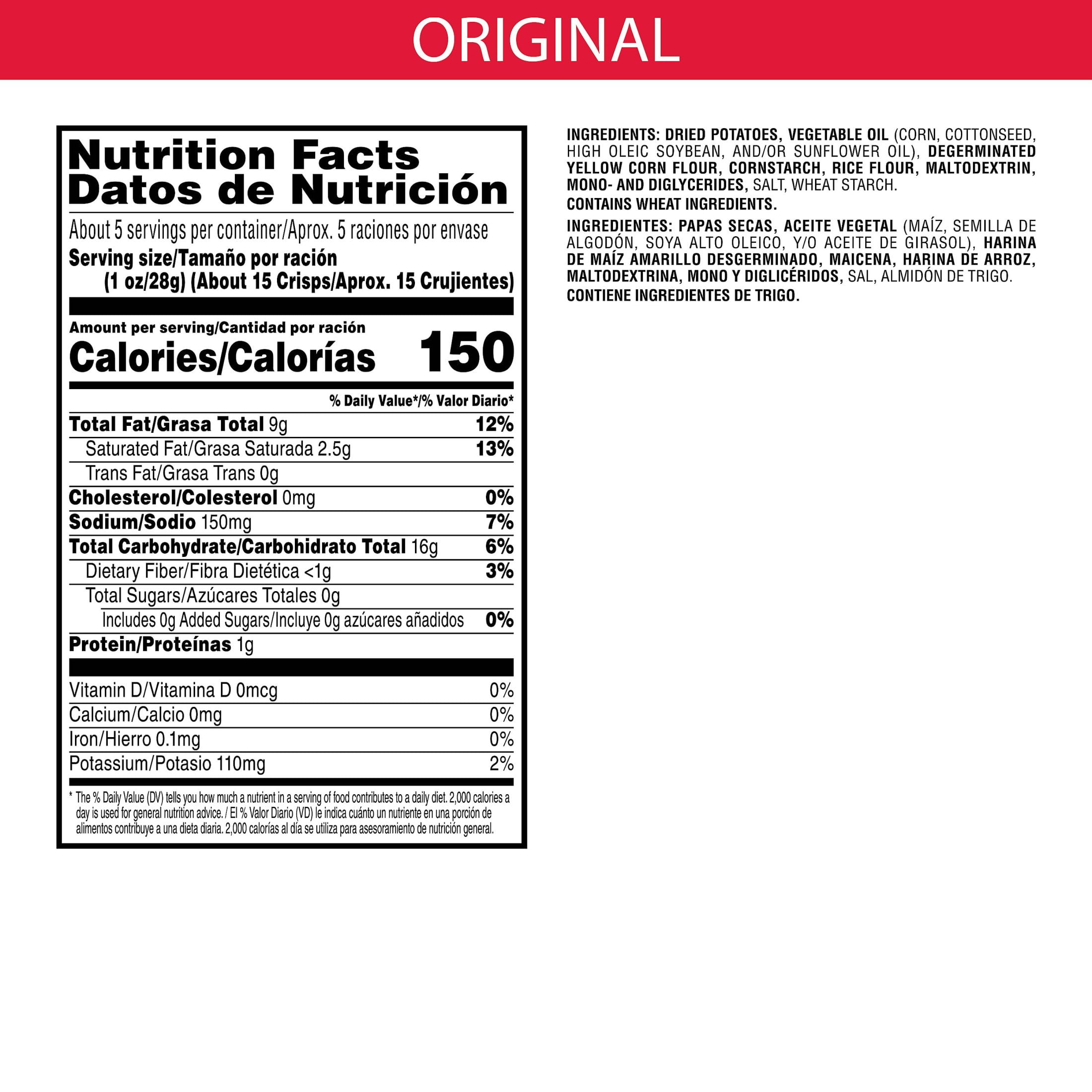 Pringles Original Potato Crisps Chips, Lunch Snacks, 14 Count