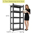 thumbnail image 3 of Book Shelf, 5-Tier Metal Bookshelves, Heavy Duty Steel Bookcases, Large Storage Capacity Adjustable Tall Industrial Bookshelf for Living Room, Bedroom and Library, Black (63''Hx20''Wx14''D), 3 of 9