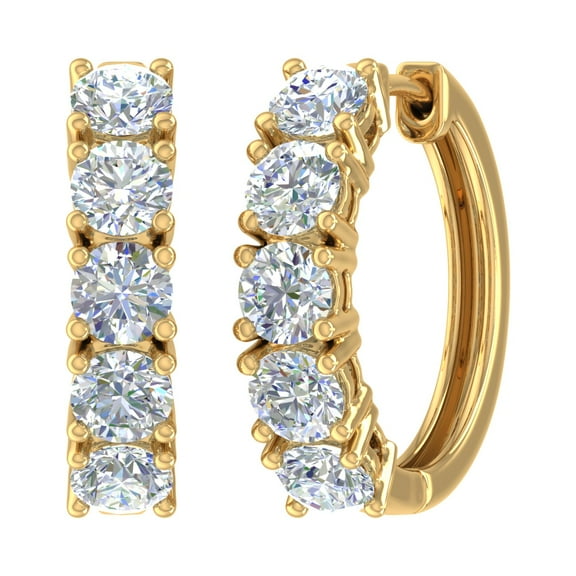 5 Carat Diamond Hoop Earrings in 14K Yellow Gold