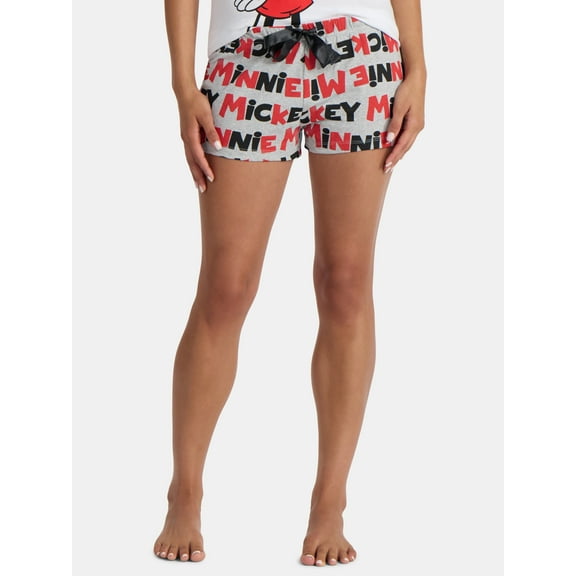 Disney Women's Mickey and Minnie Print Boxer Sleep Shorts, Sizes S-XXL