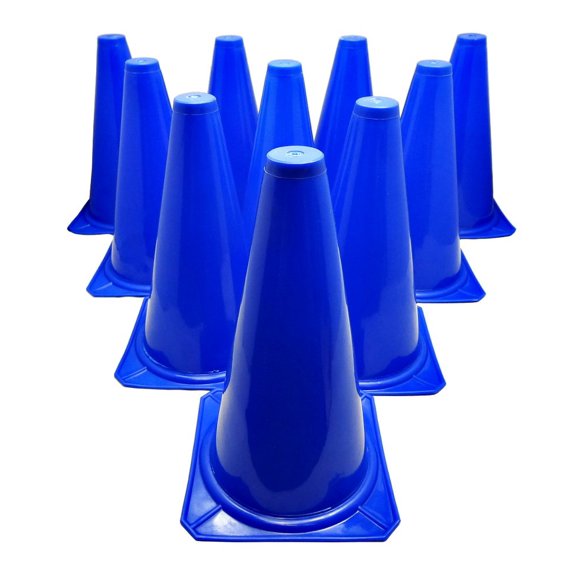 BlueDot Trading Cones (10-Pack), 9-Inch, Blue