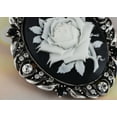 thumbnail image 2 of Vintage Elegant Victorian Rose Flower Cameo Crystal Rhinestone Brooch Pin, Grey, 2 of 6