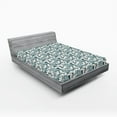 thumbnail image 2 of Ambesonne Wild Nature Fitted Sheet, Exotics Jungle Abstract, California King, White Dark Teal Seafoam, 2 of 5