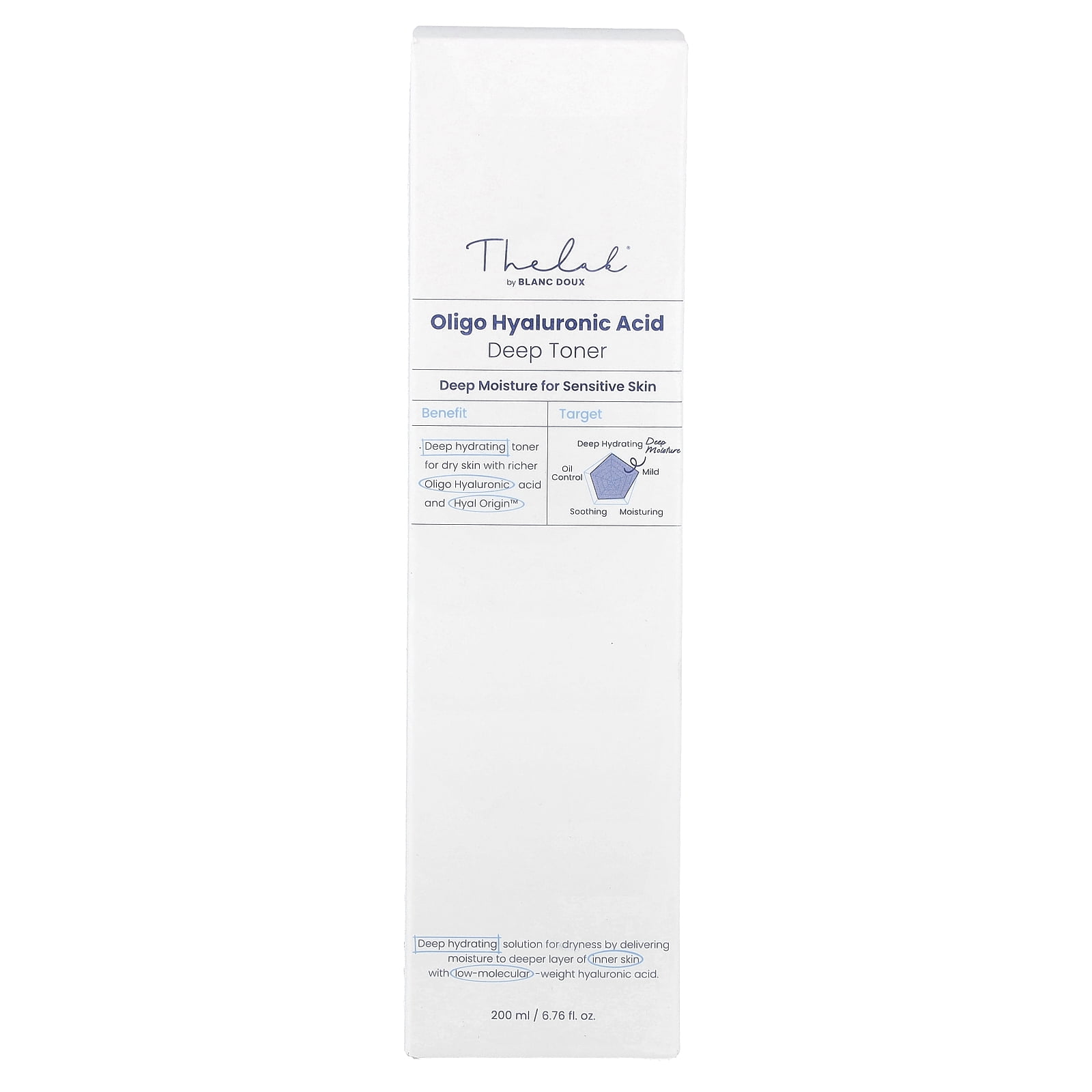 The Lab by BLANC DOUX Oligo Hyaluronic Acid Deep Toner, 6.76 fl oz (200 ml)