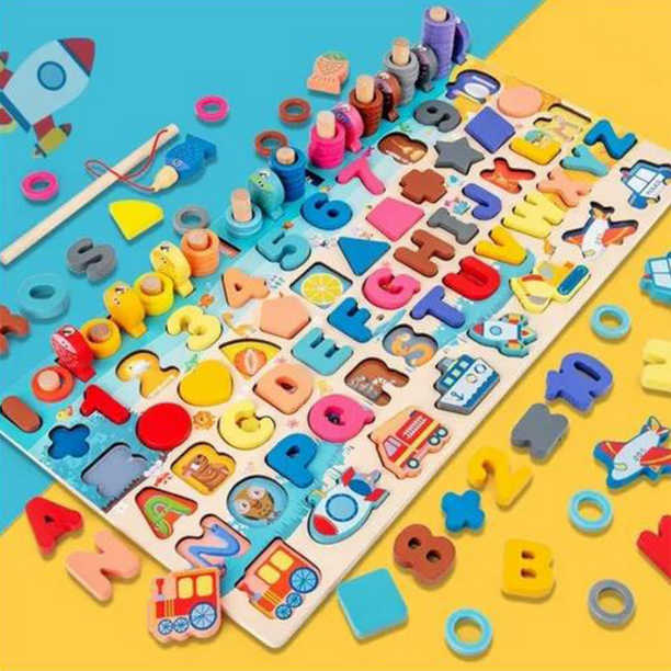 Juguete Educativo De Madera Niños Tablero Matemáticas Pesca 7 en 1 DELMAR MATEMATICAS