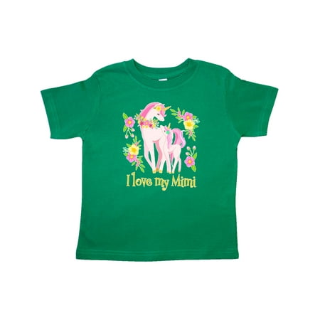 

Inktastic I Love My Mimi Unicorn with Pink and Yellow Flowers Gift Toddler Boy or Toddler Girl T-Shirt