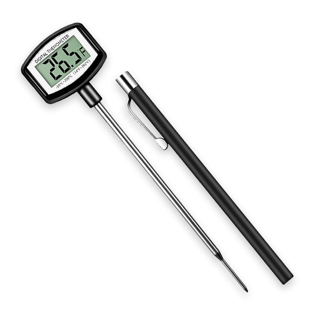 Wosthever Termómetro de cocina LCD con sonda larga Medidor de temperatura para asar carne Medidor térmico alimentado por batería Chef de Termómetros