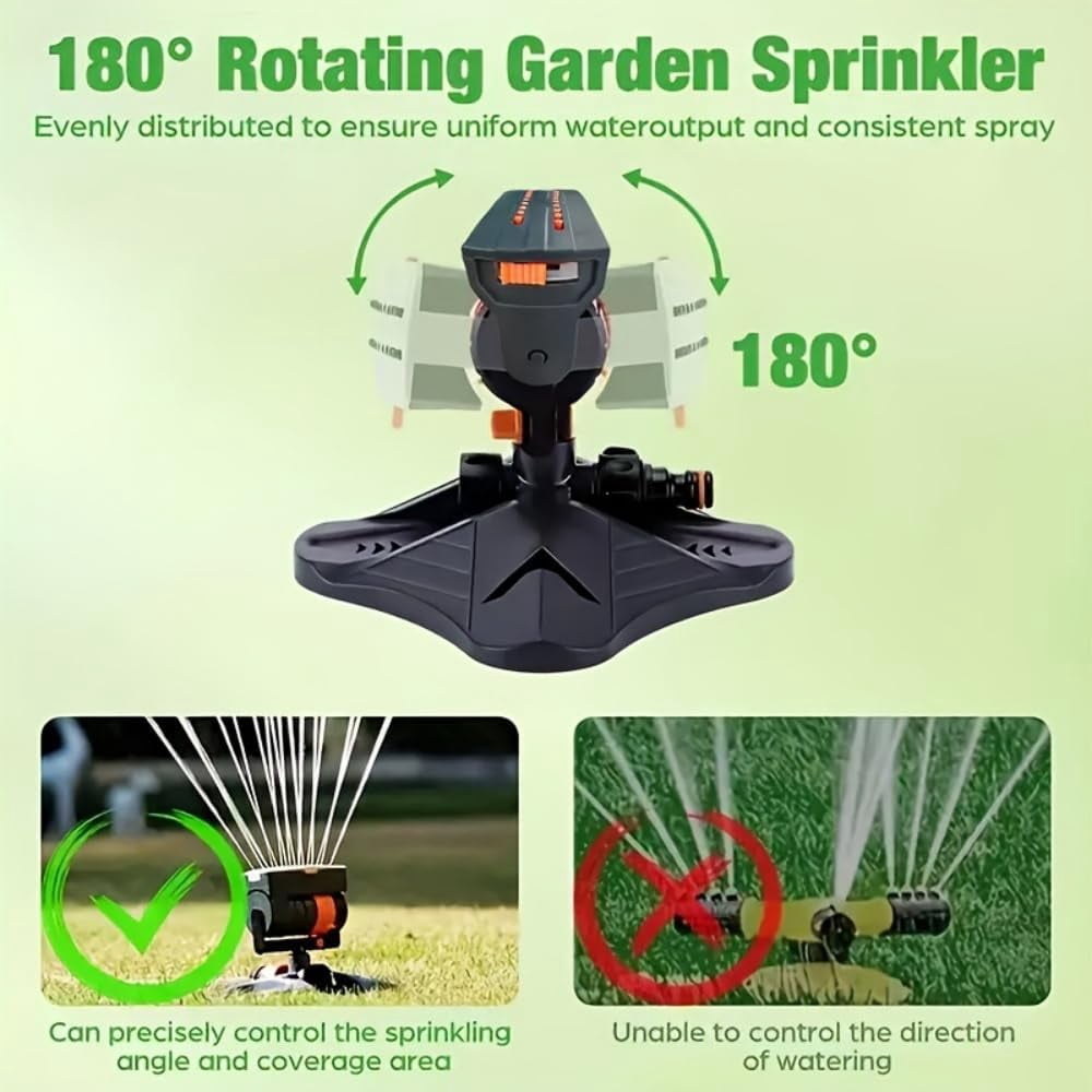 16-Nozzle Oscillating Sprinkler with Dual-Zone Sprinkler Water Timer, Automatic Rocking Sprinkler, Oscillating Water Sprinklers for Lawn Yard Garden Watering (Standard, Sprinklers)