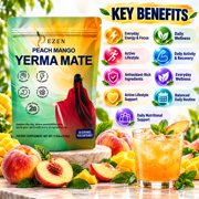 DEZEN Yerba Mate Tea Powder Drink Mix, Digestive Support & Natural Caffeine, Low Sugar, 11.64 oz, Pack 5