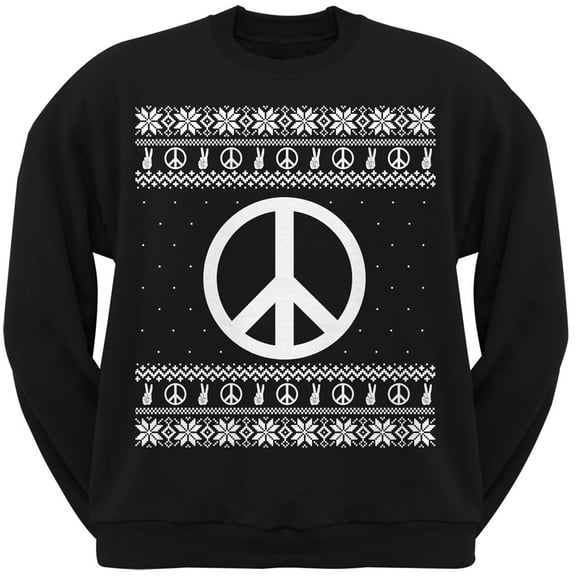 Peace Sign Black Adult Crew Neck Sweatshirt