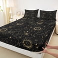 thumbnail image 5 of Homewish Boho Sun and Moon Queen Sheets, Black Gold Astrology Queen Sheet Sets, 4 Pieces, 1 Flat Sheet, 1 Fitted Sheet and 2 Pillowcases, 5 of 6