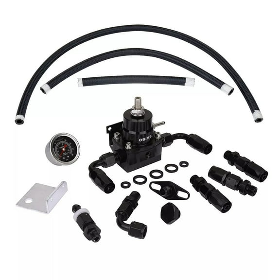 OSIAS Black Adjustable Fuel Pressure Regulator Kit AN 6 Fitting End 160 Psi