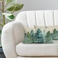 thumbnail image 2 of Watercolor Blue Green Tree Lumbar Pillow Covers 12x20 Set of 2 Rustic Style Nature Forest Print Decorative Long Throw Pillows Winter Christmas Linen Cushion Case for Home Sofa Couch Bed Outdoor, 2 of 6
