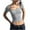 Gray, variant on Chbgutlmr Going out Tops for Women U Neck Button Short Sleeve Crop Tops Stretchy Tight Tees Shirts Summer