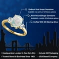 thumbnail image 2 of Gem Stone King 2.36 Ct Oval Cabochon White Simulated Opal White Topaz 18K Yellow Gold Plated Silver Ring, 2 of 6