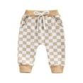 thumbnail image 1 of Douhoow 0-3Y Baby Boy Plaid Pants Checkerboard Print Trousers Elastic Waist Jogger Pants, 1 of 8
