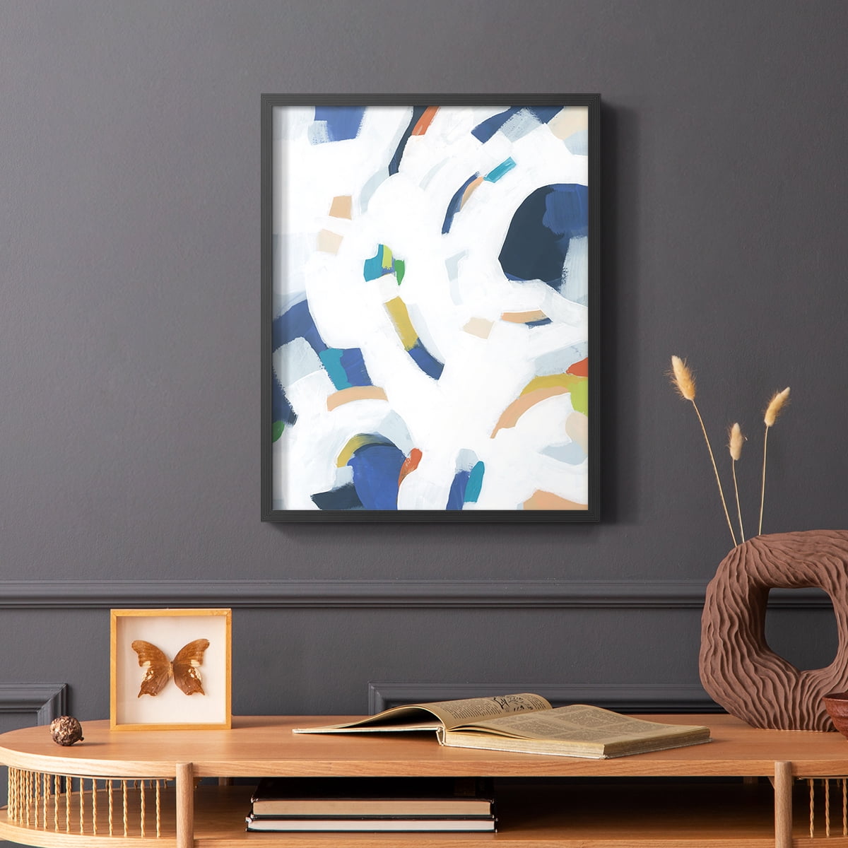 Bright Orbit II Framed Print in Black Solid Wood Framed Print No Nail Hanging