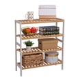 thumbnail image 3 of Casewin 100% Bamboo Shoe Rack Bench, Shoe Storage, 4-Layer Multi-Functional Cell Shelf, Can Be Used For Entrance Corridor, Bathroom, Living Room And Corridor 70 * 25 * 80 - Natural and White, 3 of 9