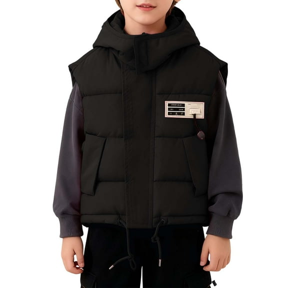 Toddler Winter Coat Boys Girls Fall Winter Down Jacket Vest Windproof Outdoor Boys Puffer Jacket Black 3 Y-4 Y