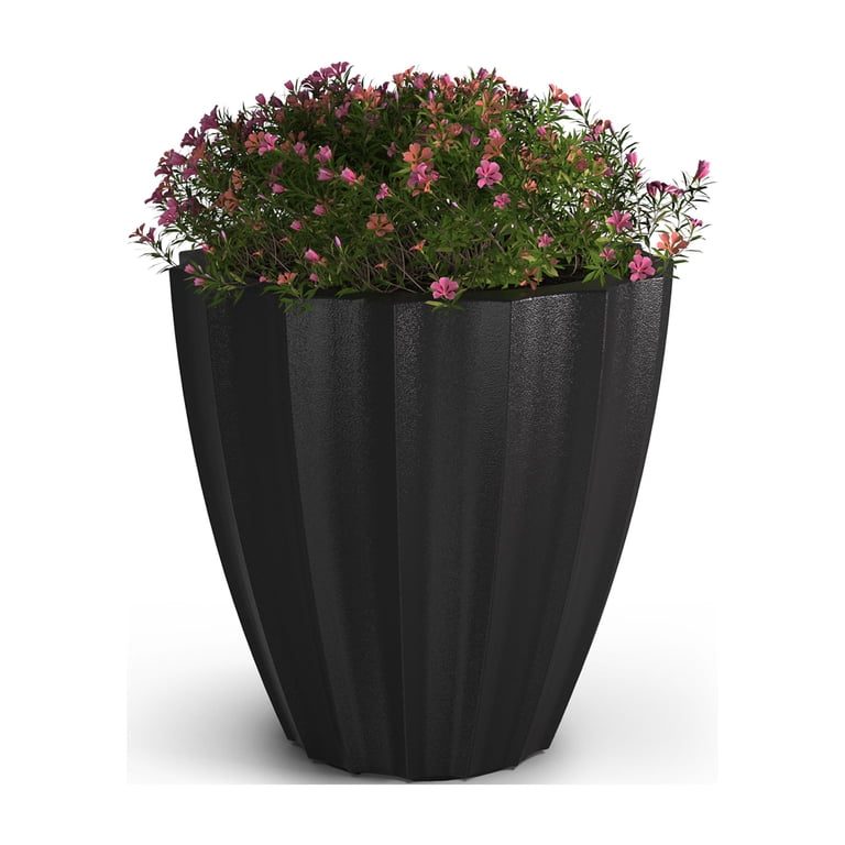 Sedona 18” x 18” x 18” Round Black Self Watering Plastic Planter