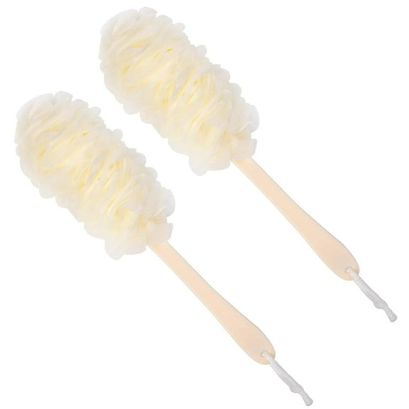 Back Scrubber for Shower,Loofah Long Handle Bath Body Brush,Soft Nylon Mesh Sponge for Shower,Loofah On a Stick for Men Women,Exfoliating Scrub Cleaning Luffa for Elderly(2-Pack, White)
