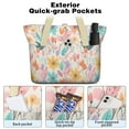 thumbnail image 2 of Tote Bag for Women - Pioneer Flower Shoulder Bag - Large Utility Work Duffle Bag with Zipper Handbag for Travel, Work, Sprots, 2 of 5